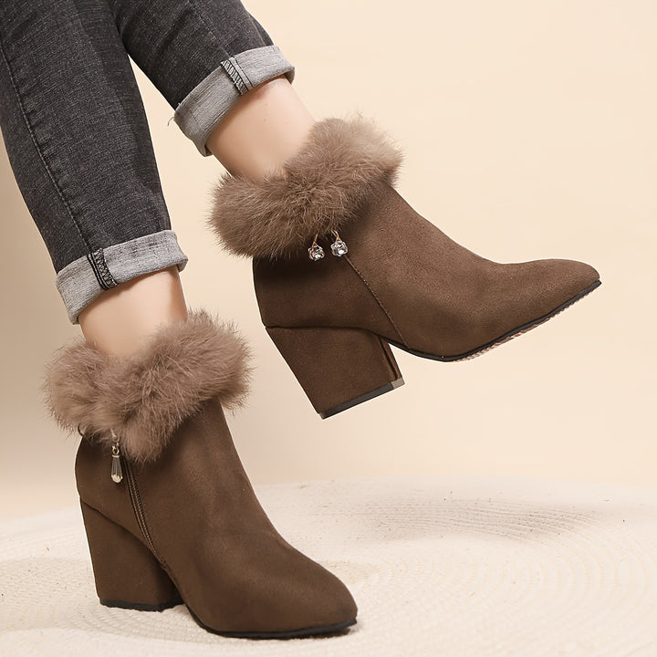 Katrina | Plush-Trimmed Heeled Ankle Boots