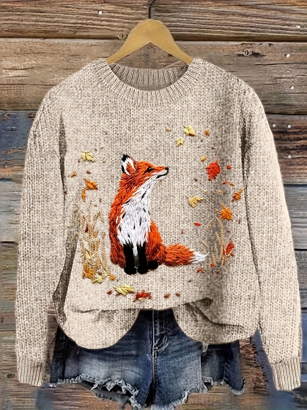 Willa | Woodland Fox Crewneck Sweater