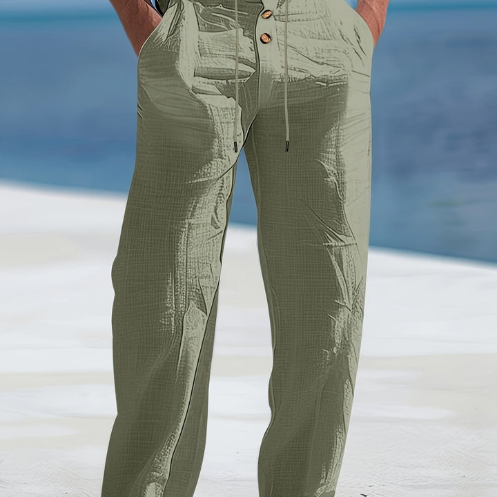Nico | Men's Linen Drawstring Button-Placket Trousers
