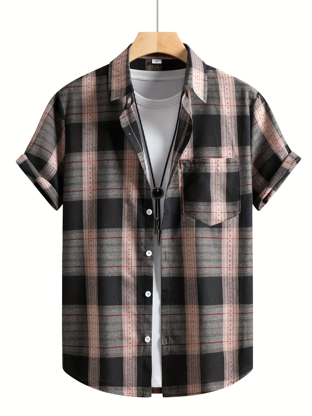 Rhys | Men's Plaid Turn-Collar Short Sleeve Polo