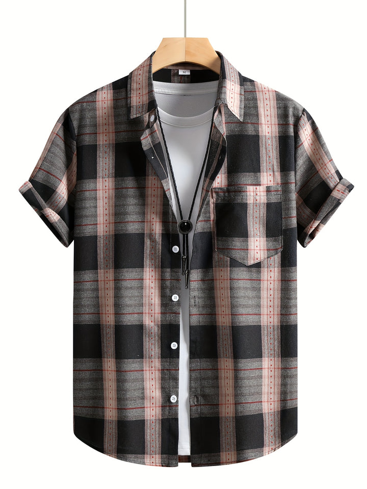 Rhys | Men's Plaid Turn-Collar Short Sleeve Polo