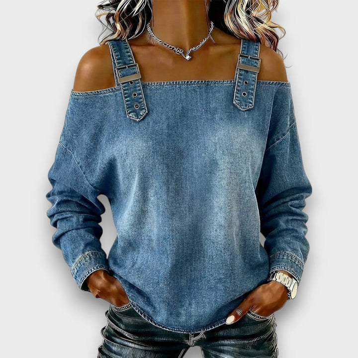 Everly | Cold-Shoulder Buckle-Strap Top