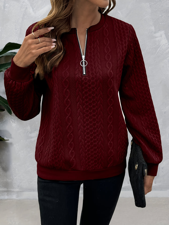 Corinne | Textured Half-Zip Sweatshirt