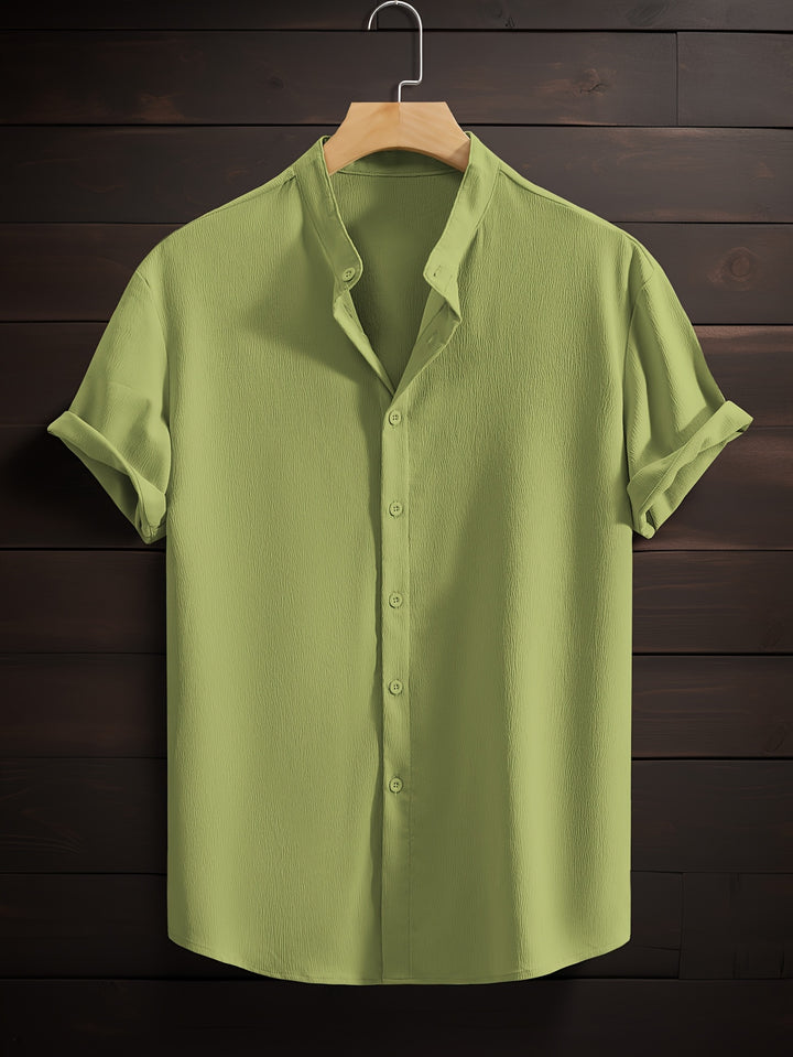 Harlan | Men's Textured Stand Collar Short Sleeve Shirt