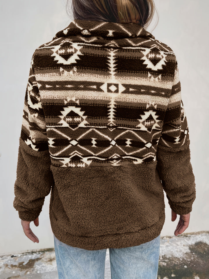 Sienna | Patterned Half-Zip Teddy Pullover