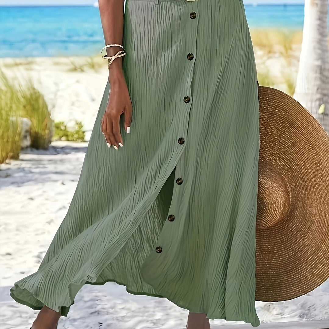 Diane | Button-Front A-Line Maxi Skirt