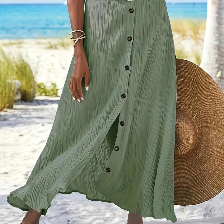 Diane | Button-Front A-Line Maxi Skirt