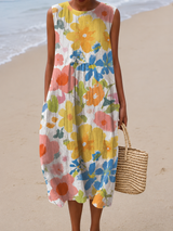 Marlow | Blossom-Print Sleeveless Midi Dress