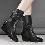 Kendra | Elegant Mid-Calf Wedge Boots