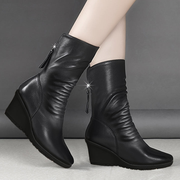 Kendra | Elegant Mid-Calf Wedge Boots