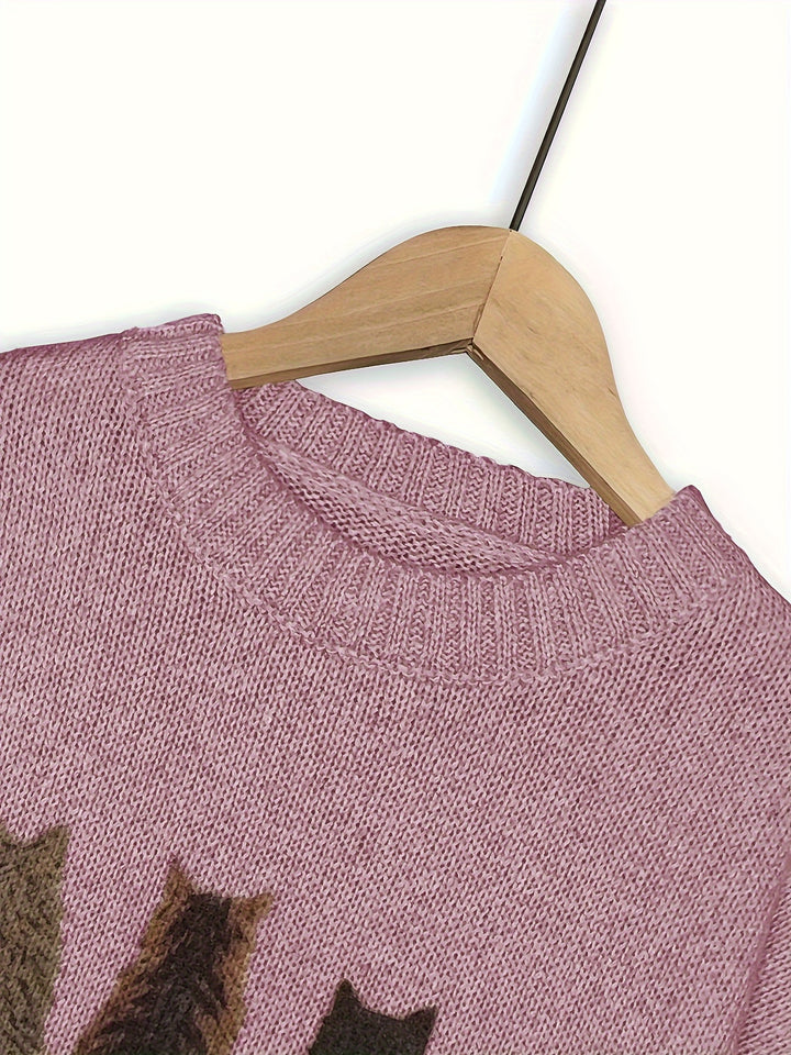 Lydia | Cozy Cat-Print Sweater