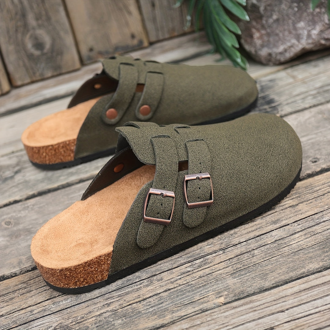 Oskar | Men's Double-Buckle Suede Clog Mule