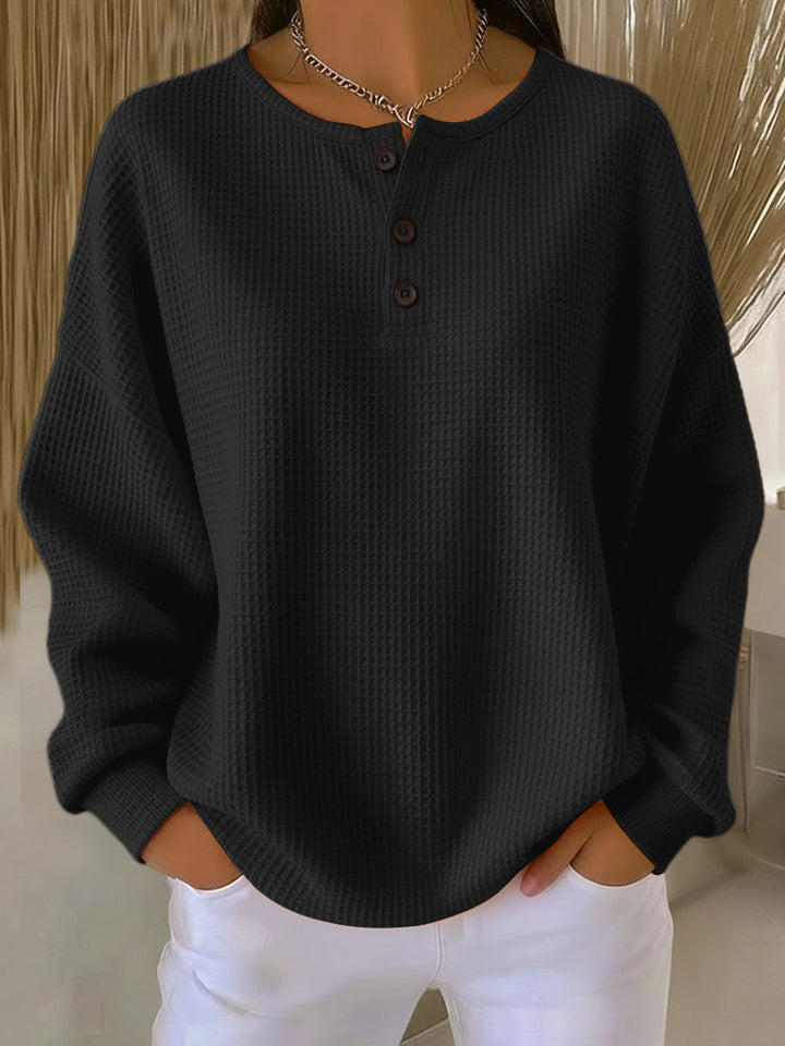 Tessa | Cozy Waffle-Knit Henley Top