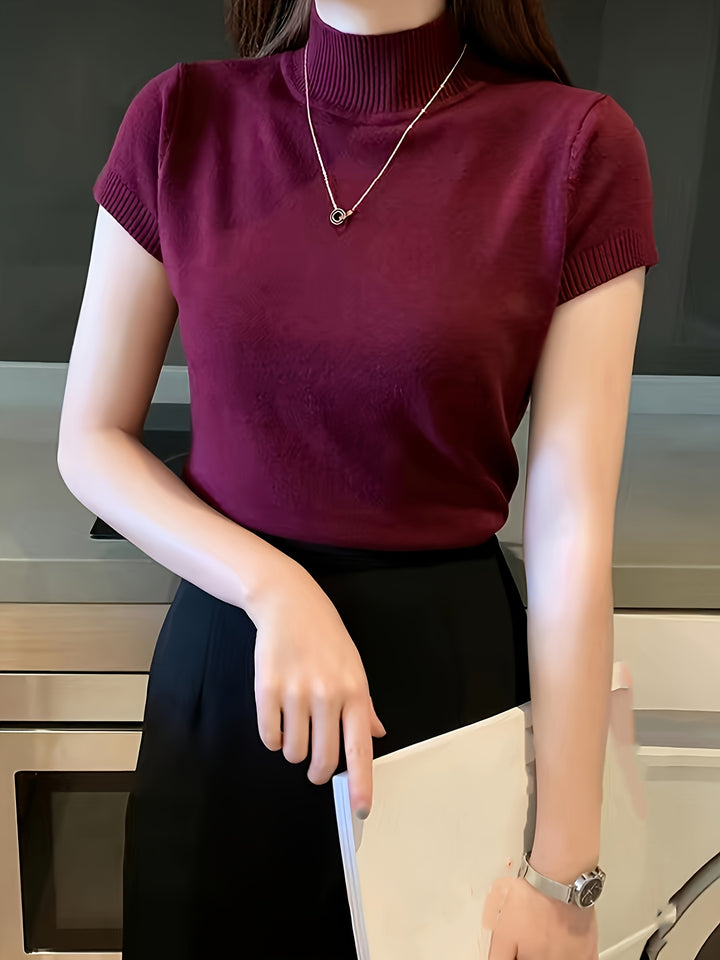 Marguerite | Refined Mock-Neck Short Sleeve Top