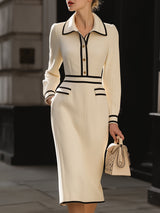 Elspeth | Contrast-Trim Midi Dress