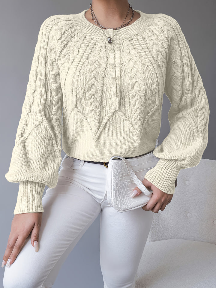 Waverly | Cable-Knit Lantern Sleeve Sweater