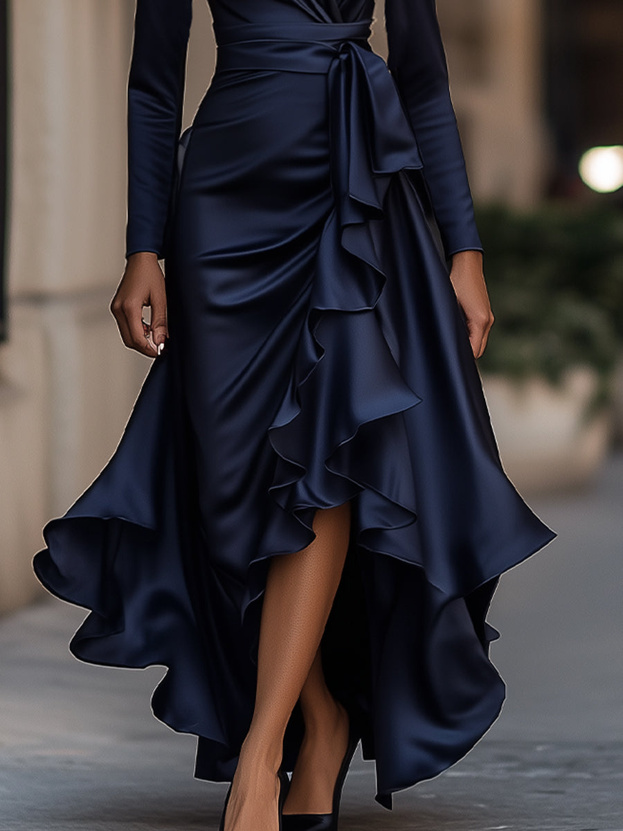 Lorraine | Draped Ruffle Maxi Dress