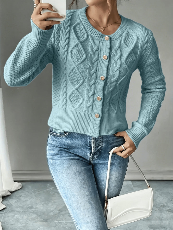 Eleanor | Cable-Knit Button-Front Cardigan