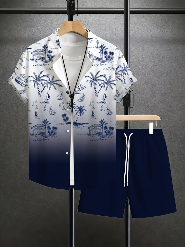 Whitaker | Men's Palm Print Shirt & Shorts Set