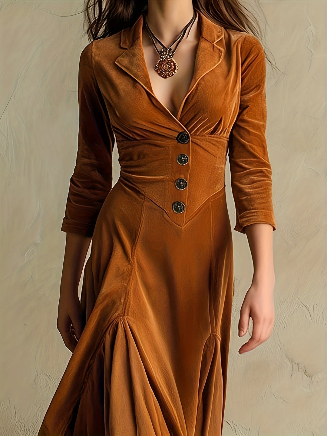 Amabel | Elegant Button-Front Collar Maxi Dress