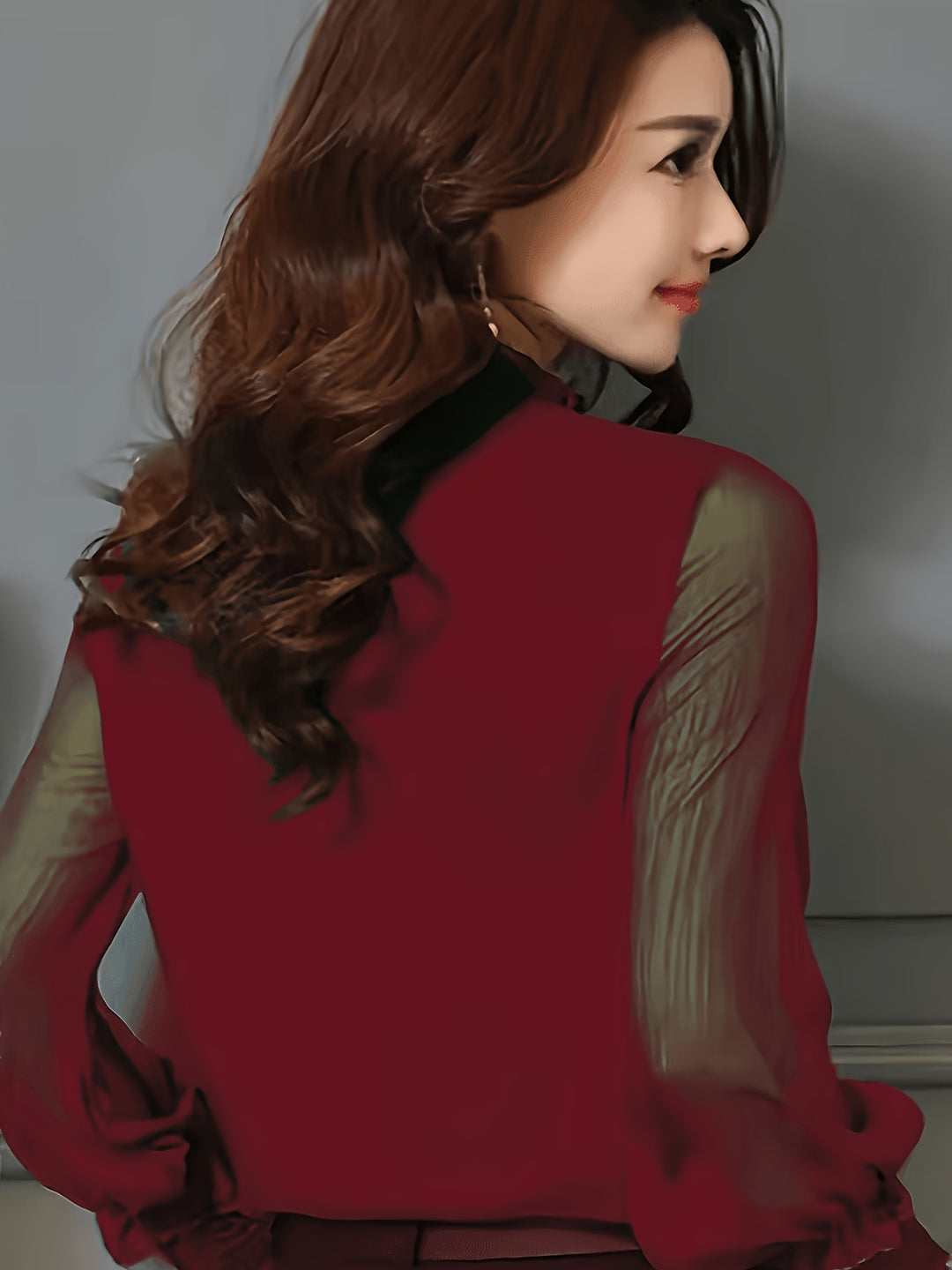Sabrina | Stand-Collar Long-Sleeve Blouse