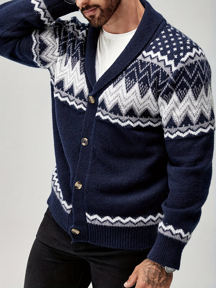 Silas | Nordic-Pattern Shawl Cardigan