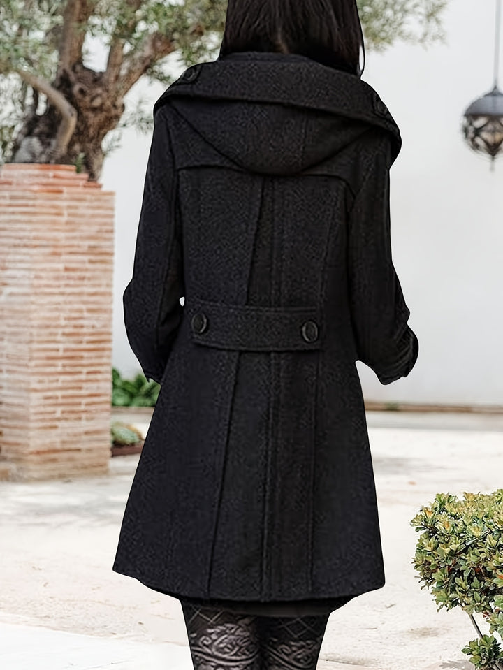 Gemma | Hooded Double-Breasted Mid-Length Coat