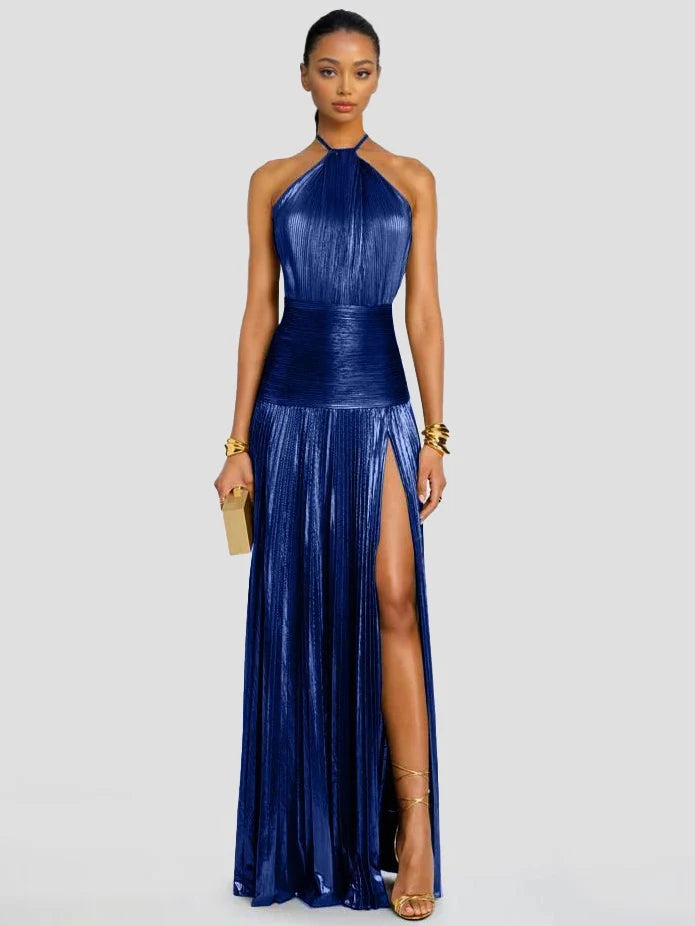 Miranda | Pleated Halter Maxi Dress