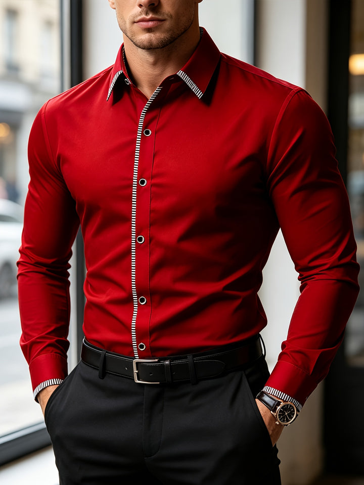 Cassian | Men's Layered Contrast Collar Shirt