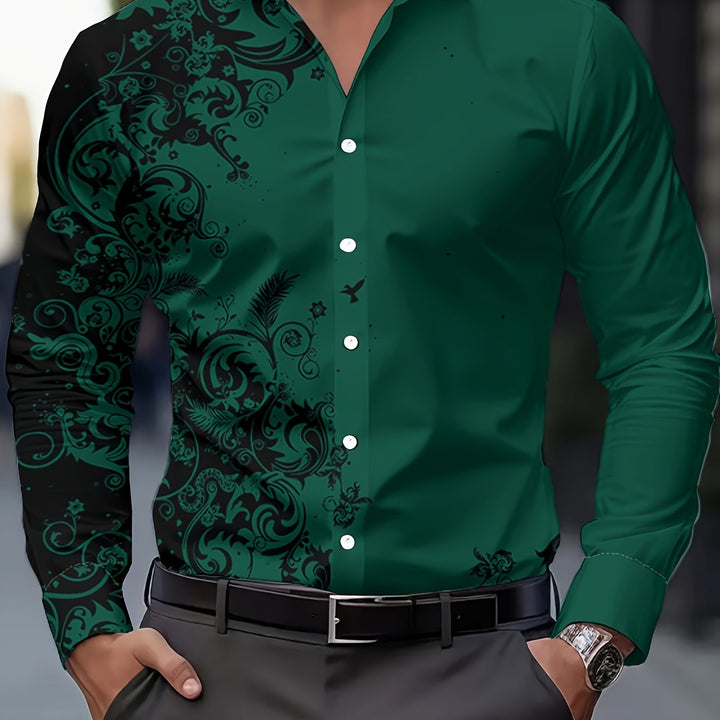 Walter | Men's Baroque Print Long Sleeve Shirt