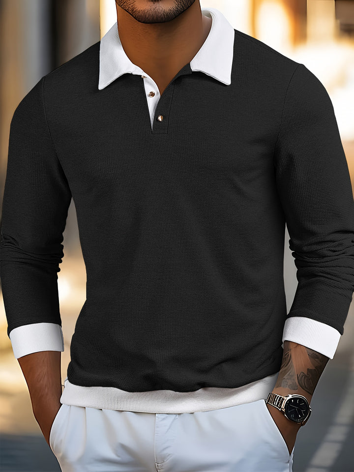 Clark | Men's Waffle Knit Contrast Collar Polo