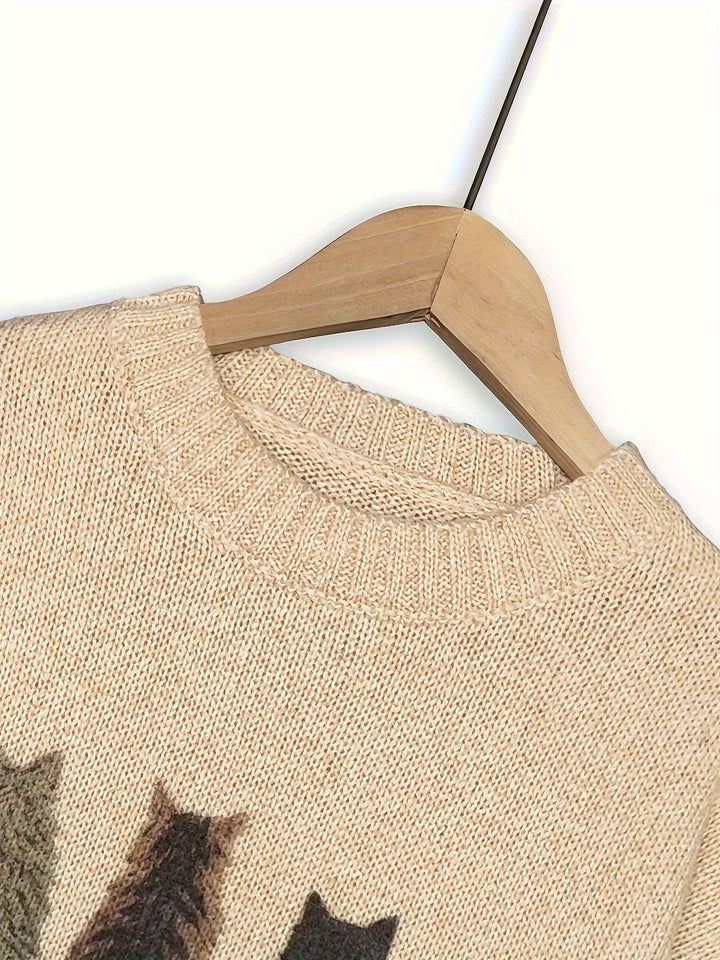 Lydia | Cozy Cat-Print Sweater