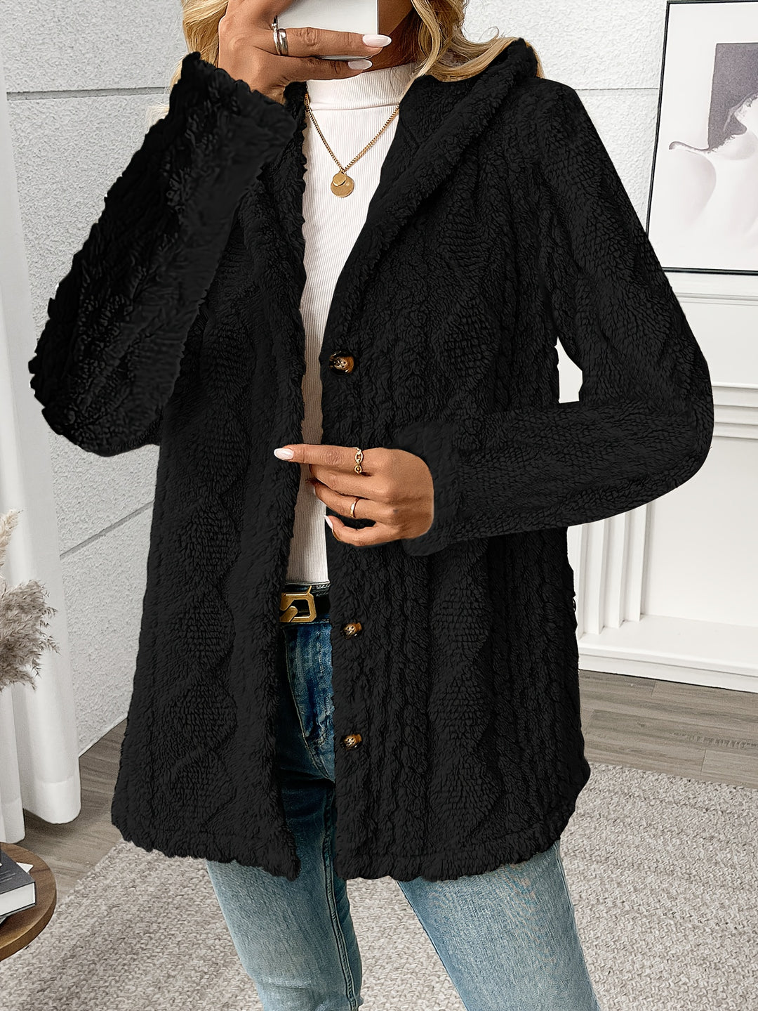 Delphine | Textured Hooded Jacket
