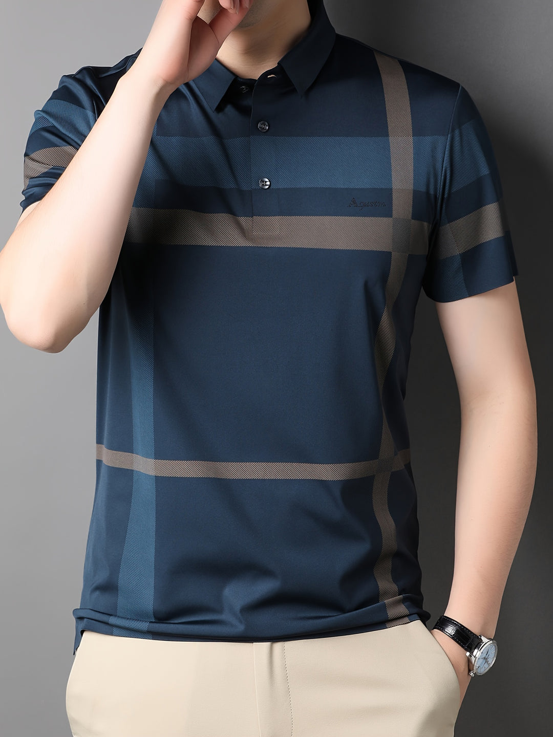 Rylan | Men's Plaid Lapel Short Sleeve Shirt