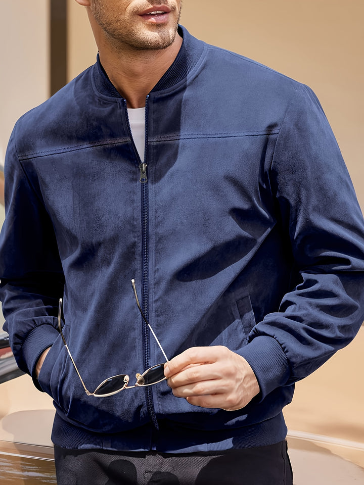 Flint | Men's Zip-Up Bomber Jacket with Stand Collar