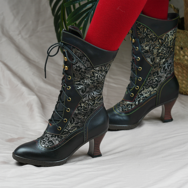 Eliana | Lace-Up Heeled Ankle Boots