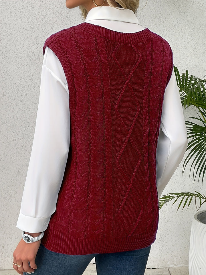 Cambria | Cable-Knit V-Neck Sweater Vest