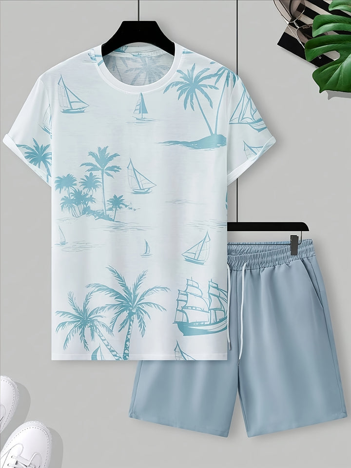 Miller | Men's Palm Print Shirt & Shorts Set