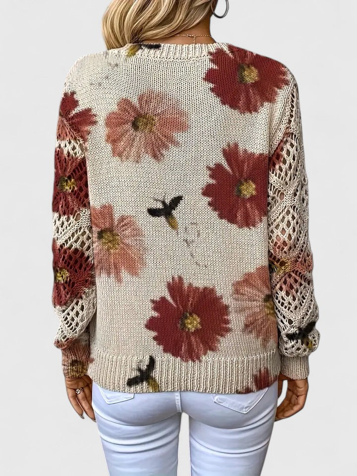 Charlene | Open-Knit Floral Sweater