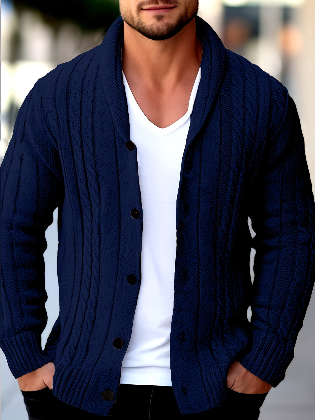 Easton | Cable-Knit Shawl Collar Cardigan