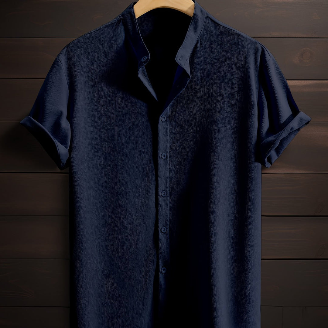Harlan | Men's Textured Stand Collar Short Sleeve Shirt