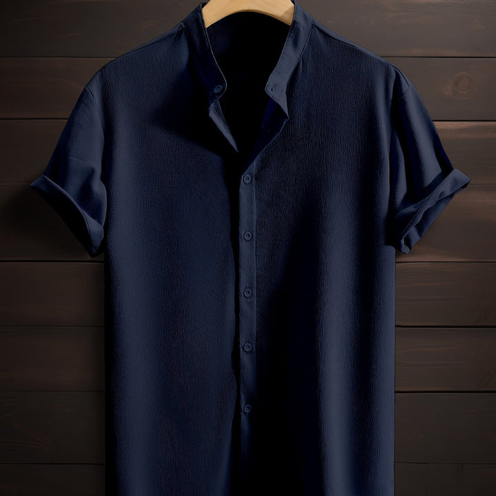 Harlan | Men's Textured Stand Collar Short Sleeve Shirt