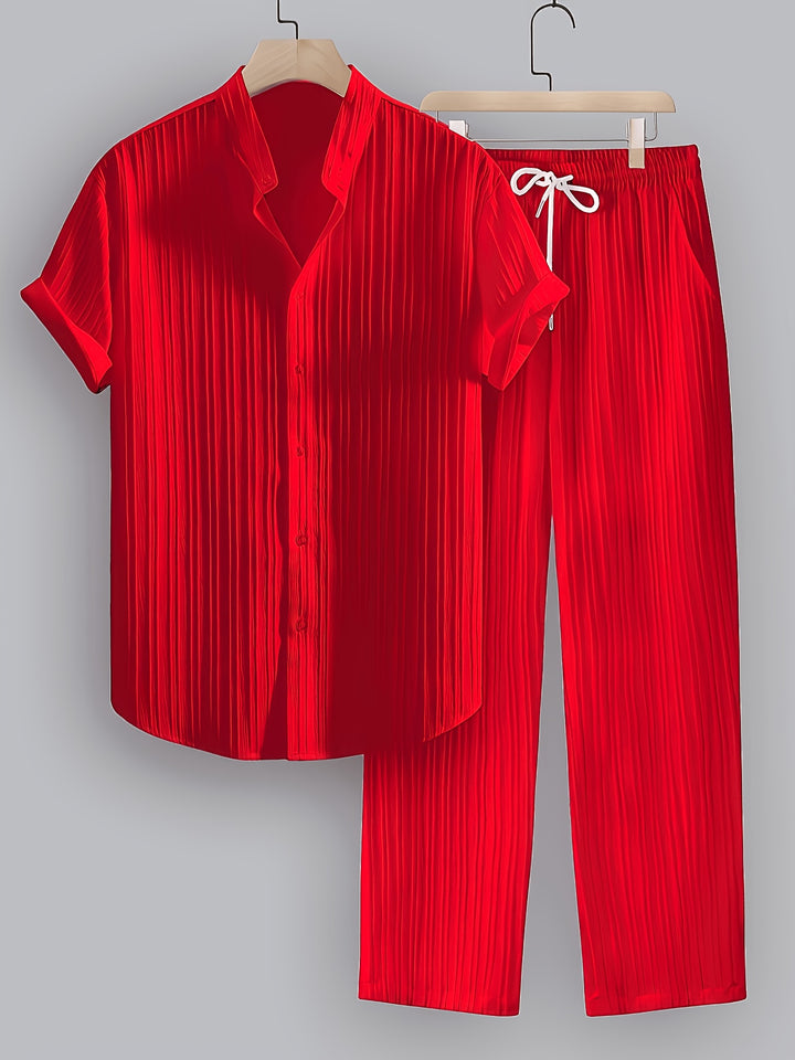 Felix | Men's Pleated Stand Collar Two-Piece Set