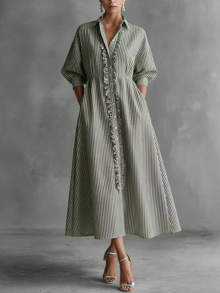 Lucille | Ruffled A-Line Shirt Dress
