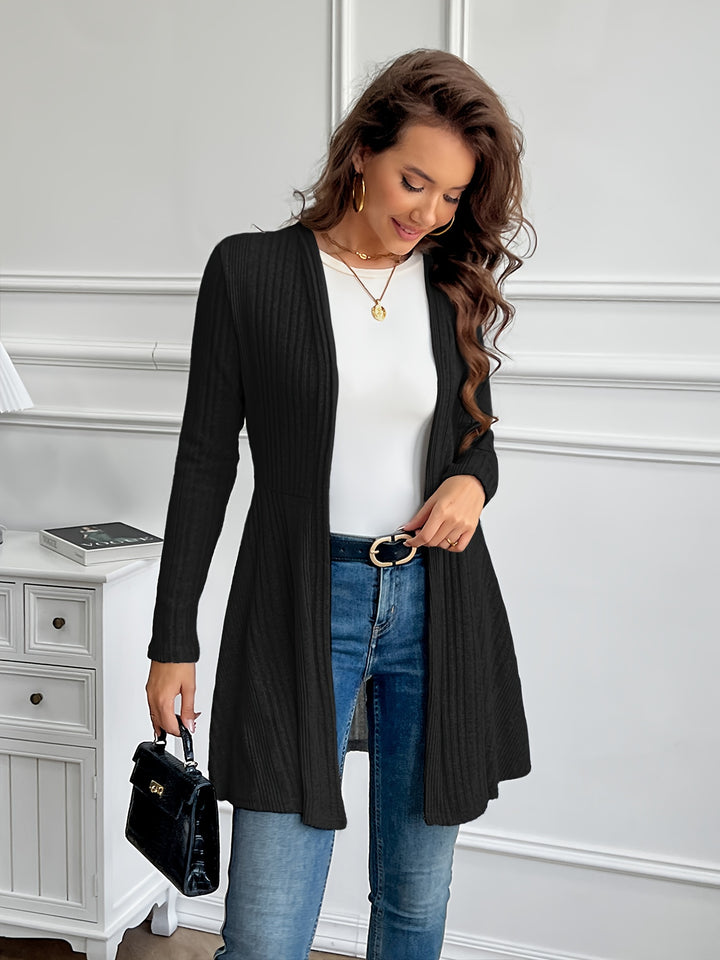 Marianne | Ribbed Longline Open-Front Cardigan