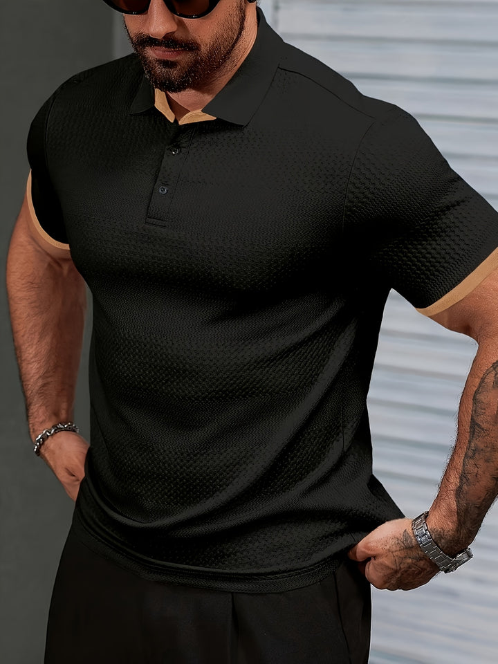 Brennan | Men's Textured Knit Short Sleeve Polo Shirt