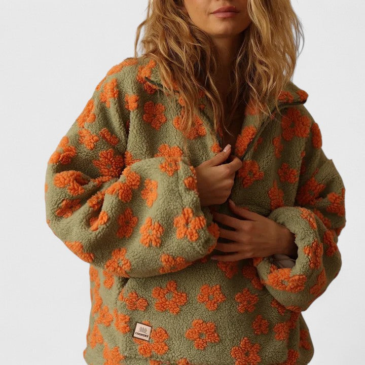 Astrid | Cozy Floral Half-Zip Pullover