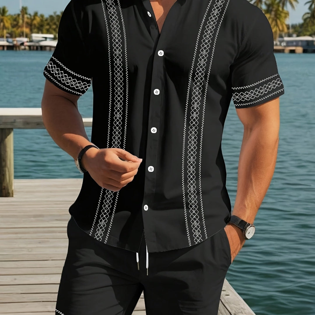 Donovan | Men's Geometric Print Shirt & Shorts Set