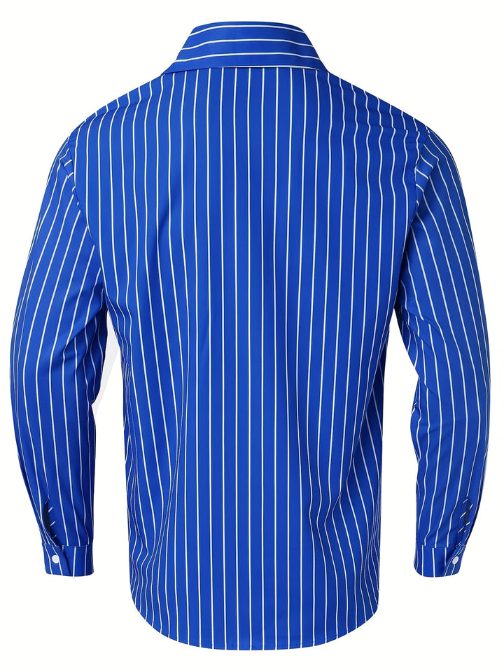 Rocco | Men's Slim Fit Pinstripe Long Sleeve Shirt