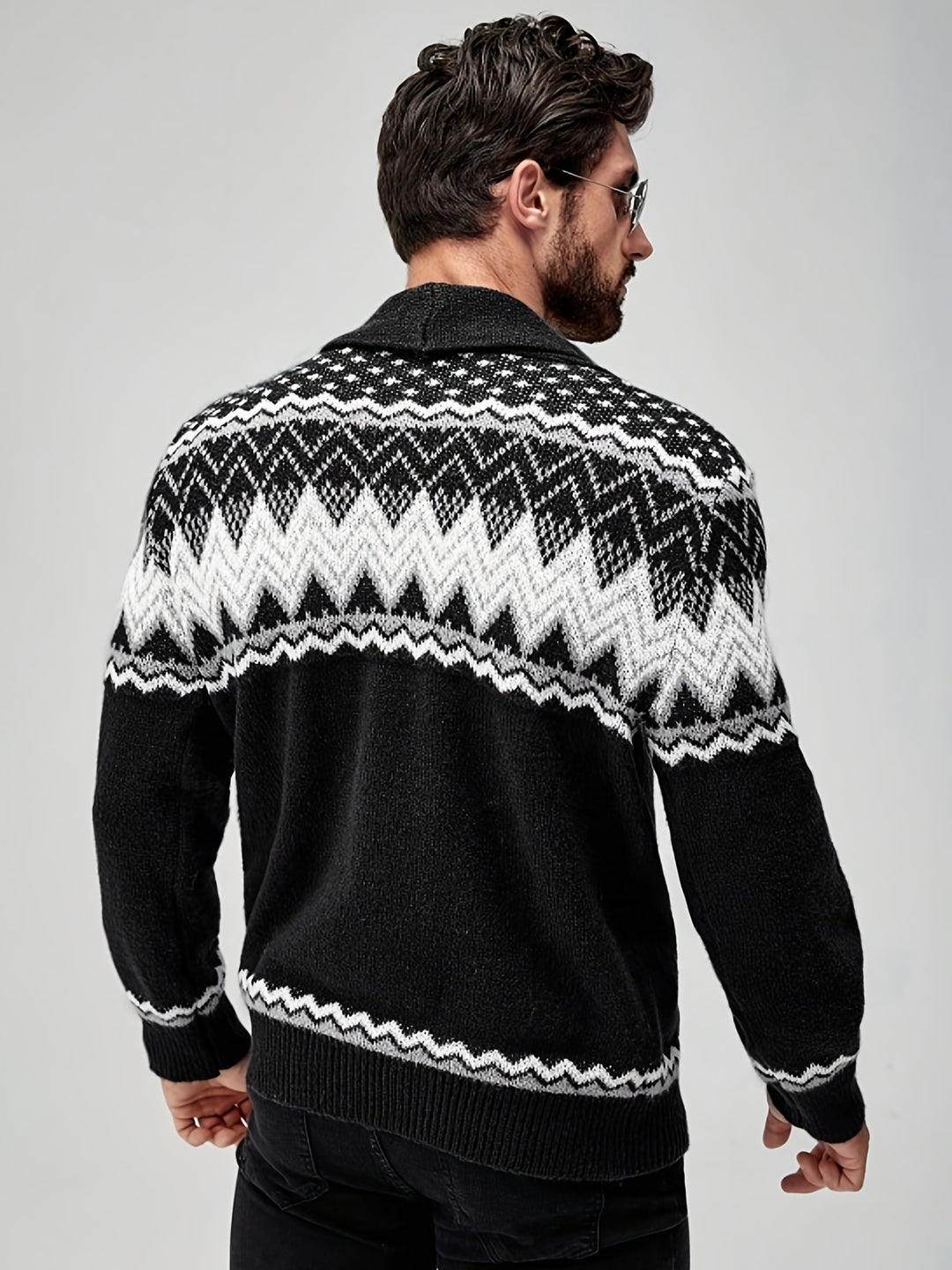 Silas | Nordic-Pattern Shawl Cardigan